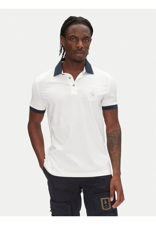 Aeronautica Militare Polo 251PO1863J682 Biały Regular Fit. Typ kołnierza: polo. Kolor: biały. Materiał: bawełna