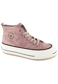 Big-Star - Trampki damskie za kostkę delikatnie ocieplane różowe Big Star OO274068. Wysokość cholewki: za kostkę. Kolor: różowy. Materiał: skóra ekologiczna #1