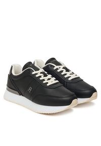TOMMY HILFIGER - Tommy Hilfiger Sneakersy Chic Fashion Runner FW0FW08695 Czarny. Kolor: czarny. Materiał: skóra #2