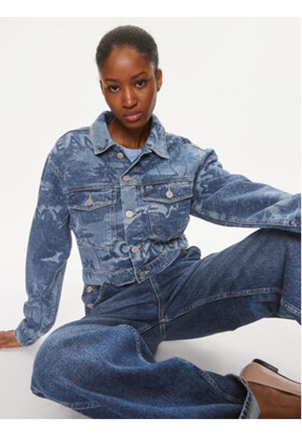 Tommy Jeans Kurtka jeansowa Claire DW0DW17664 Niebieski Regular Fit. Kolor: niebieski. Materiał: bawełna