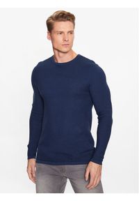 Blend Sweter 20715139 Granatowy Slim Fit. Kolor: niebieski. Materiał: bawełna