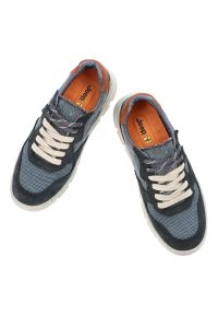 Granatowe Sneakersy Jeep Sportowe Obuwie Męskie. Okazja: na co dzień. Kolor: niebieski. Materiał: zamsz. Szerokość cholewki: normalna. Wzór: kolorowy. Sport: bieganie #5