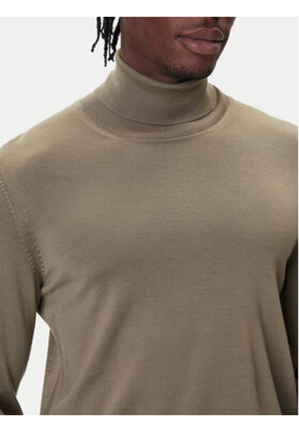 BOSS Golf Musso-P 50468262 Brązowy Slim Fit. Typ kołnierza: golf. Kolor: brązowy. Materiał: wełna