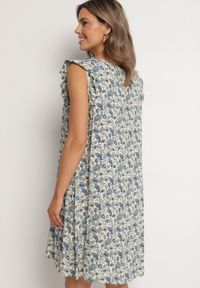 Born2be - Niebieska Rozkloszowana Sukienka Bawełniana bez Rękawów w Wzór Paisley Tullio. Okazja: na co dzień. Kolor: niebieski. Materiał: bawełna. Długość rękawa: bez rękawów. Wzór: paisley. Styl: casual, elegancki #4