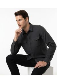 Męska Wygodna Koszula Weekendowa – Brave Soul - Grafitowa. Okazja: na co dzień. Kolor: szary. Materiał: bawełna. Styl: casual, klasyczny #2