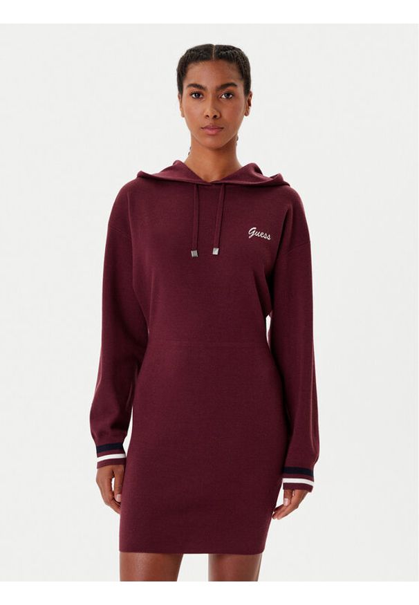 Guess Sukienka dzianinowa V5BK01 Z1152 Bordowy Regular Fit. Kolor: czerwony. Materiał: akryl