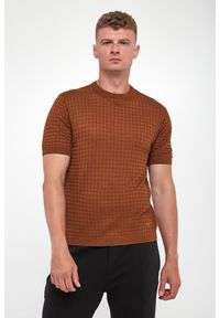 Emporio Armani - T-shirt męski dzianinowy z wełną EMPORIO ARMANI. Materiał: dzianina, wełna #4