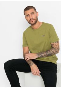 bonprix - T-shirt (3 szt.). Kolor: zielony. Wzór: haft #1