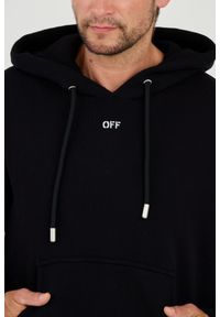 OFF-WHITE Czarna męska bluza haftowana Stitch Arr Skate Hoodie, Rozmiar L. Kolor: czarny. Wzór: haft