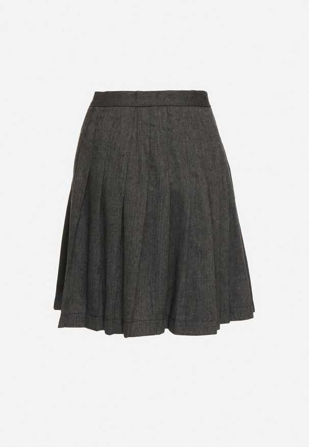 Born2be - Szara Spódnica w Stylu Preppy z Szerokimi Plisami Enaliea. Okazja: na co dzień. Kolor: szary. Materiał: wiskoza. Sezon: jesień, wiosna. Styl: elegancki, casual