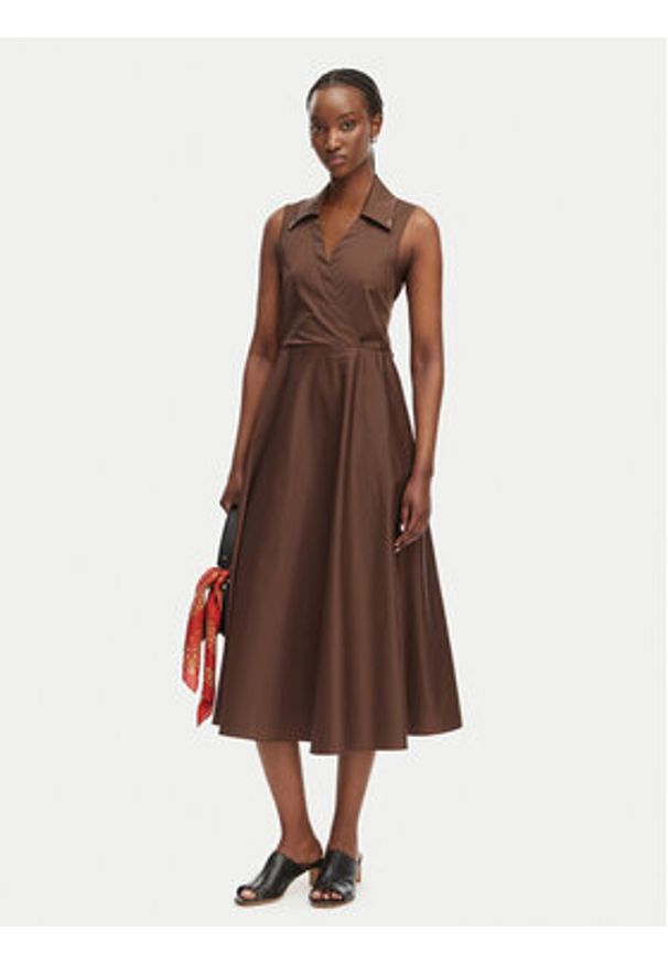 Fracomina Sukienka dzianinowa FS26SD2010W40201 Brązowy Regular Fit. Kolor: brązowy. Materiał: syntetyk