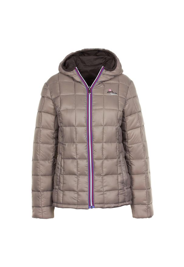 PEAK MOUNTAIN - Odzież narciarska damska dwustronna Peak Mountain Awa. Kolor: beżowy, wielokolorowy, brązowy. Materiał: puch. Sport: narciarstwo