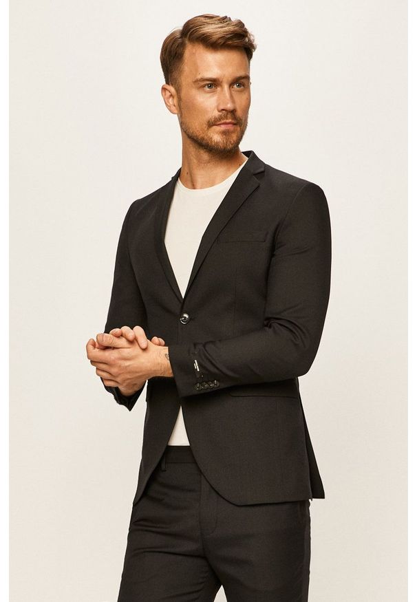 Premium by Jack&Jones - Marynarka. Kolor: czarny. Materiał: tkanina. Styl: klasyczny