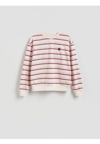 Reserved - Bluza z drobnym haftem - pastelowy róż. Kolor: różowy. Materiał: bawełna, dzianina. Wzór: haft
