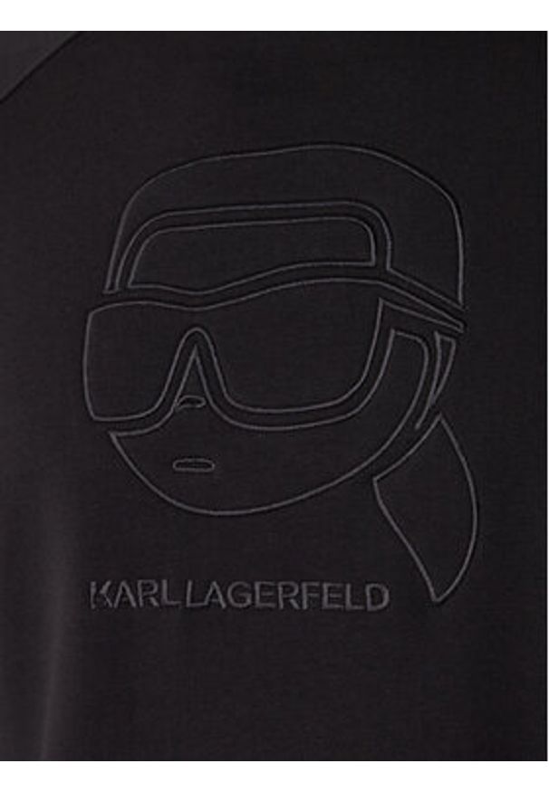 Karl Lagerfeld - KARL LAGERFELD Bluza 705024 561910 Czarny Regular Fit. Typ kołnierza: dekolt w karo. Kolor: czarny. Materiał: syntetyk