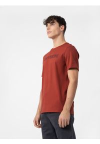 4f - T-shirt regular z nadrukiem męski. Kolor: różowy. Materiał: bawełna. Wzór: nadruk #1