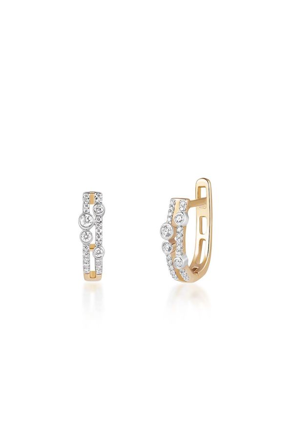 W.KRUK Unikalne Kolczyki Złote - złoto 585, Brylant 0,23ct - ZCG/KB+933K. Materiał: złote. Kolor: złoty. Wzór: aplikacja. Kamień szlachetny: brylant