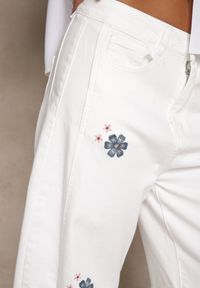 Renee - Białe Jeansy Balloon High Waist z Kwiatowym Haftem Irolyn. Stan: podwyższony. Kolor: biały. Wzór: kwiaty, haft. Styl: klasyczny, elegancki #6