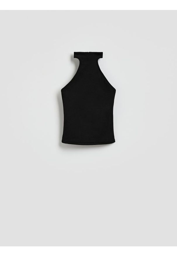 Reserved - Top z modalem - czarny. Kolor: czarny. Materiał: dzianina