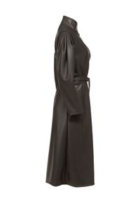 ANIA KUCZYŃSKA - Skórzany płaszcz z wiązaniem Stella. Kolor: czarny. Styl: elegancki #2