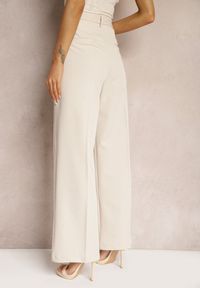 Renee - Jasnobeżowe Szerokie Spodnie High Waist Seraphella. Stan: podwyższony. Kolor: beżowy #3