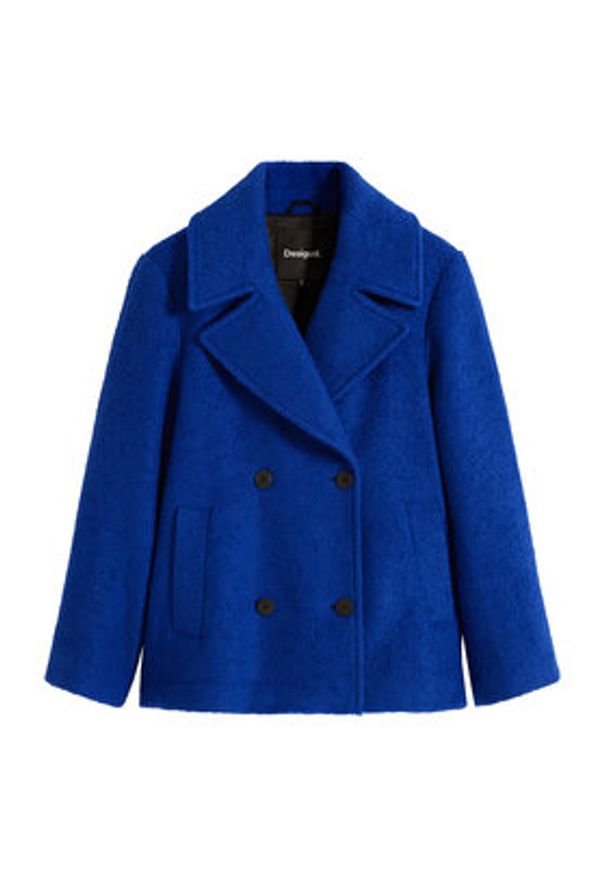 Desigual Płaszcz wełniany Shortcolor 25WWEW11 Niebieski Regular Fit. Kolor: niebieski. Materiał: wiskoza