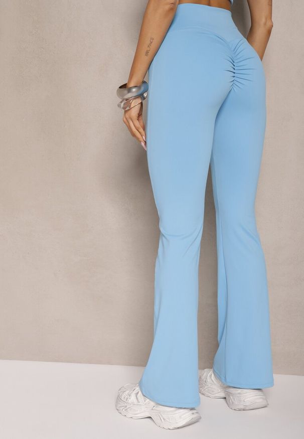 Renee - Niebieskie Legginsy Dzwony High Waist Orruvana. Okazja: na co dzień. Stan: podwyższony. Kolor: niebieski. Styl: sportowy, casual