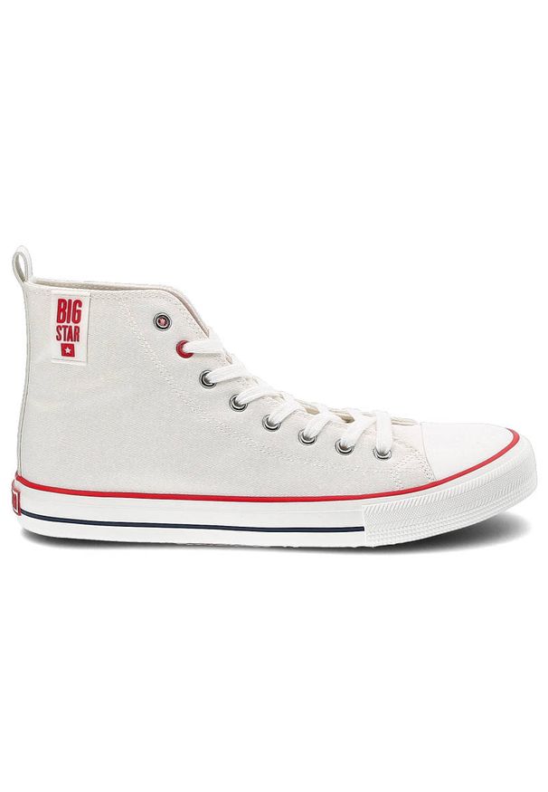 Big-Star - Białe Trampki Męskie Big Star Wygodne Obuwie. Okazja: na co dzień. Kolor: biały. Materiał: guma, materiał. Szerokość cholewki: normalna. Styl: sportowy, casual