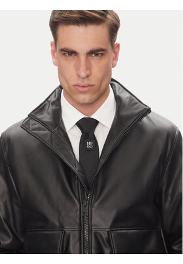 Hugo - HUGO Kurtka z imitacji skóry Bono2511 50530772 Czarny Regular Fit. Kolor: czarny. Materiał: skóra