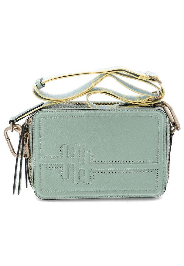 Zielona Torebka Hispanitas Modne Listonoszka Damska. Kolor: zielony. Dodatki: z frędzlami. Materiał: skórzane, z tłoczeniem. Styl: elegancki, casual