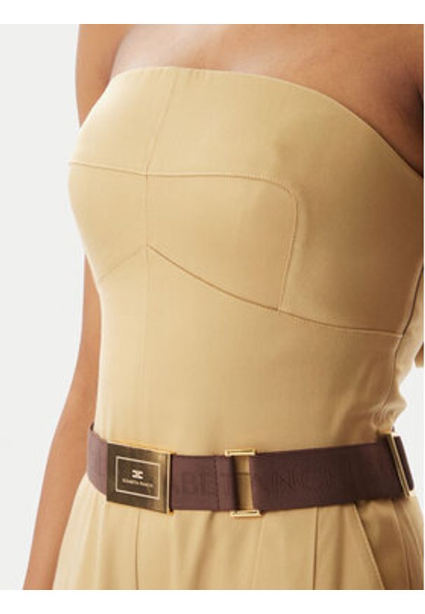Elisabetta Franchi Kombinezon TU05152E2 032 Beżowy Regular Fit. Kolor: beżowy. Materiał: syntetyk