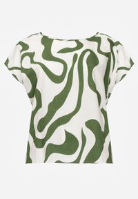 Born2be - Zielona Wiskozowa Bluzka Oversize z Krótkim Rękawem w Abstrakcyjny Wzór Ginedina. Okazja: do pracy, na co dzień, na spotkanie biznesowe. Kolor: zielony. Materiał: wiskoza. Długość rękawa: krótki rękaw. Długość: krótkie. Styl: elegancki, biznesowy, casual #5