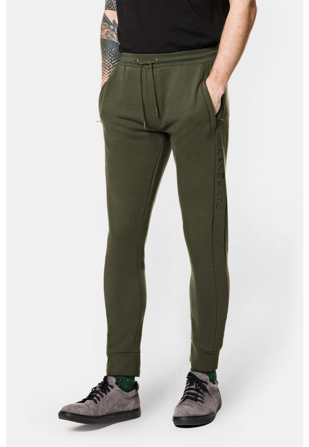 Lancerto - Spodnie Dresowe Zielone Bawełniane Slim Jared. Kolor: zielony. Materiał: bawełna
