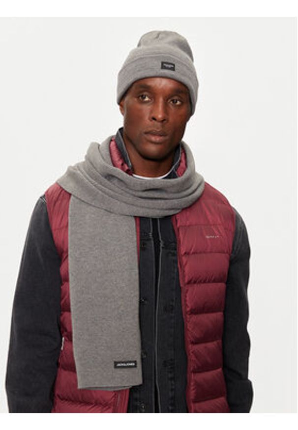 Jack & Jones - Jack&Jones Zestaw Szalik i Czapka 12102728 Szary. Kolor: szary. Materiał: materiał, akryl