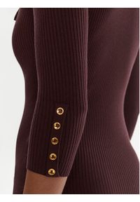 Elisabetta Franchi Sukienka dzianinowa AM-23B-56E2-V390 Bordowy Slim Fit. Kolor: czerwony. Materiał: lyocell #3