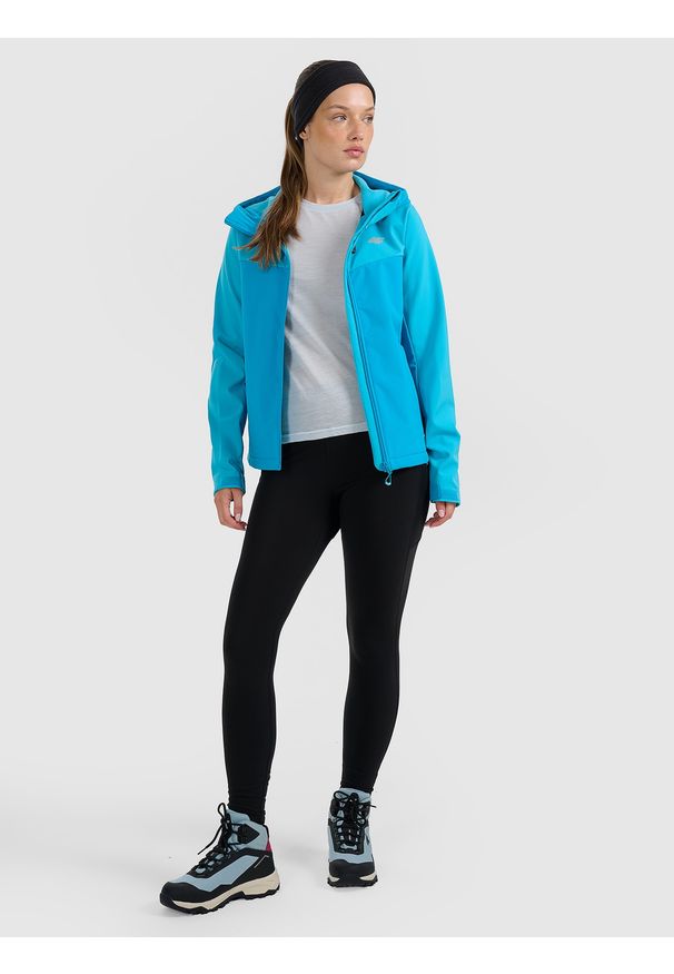 4f - 4F Kurtka softshell wiatroodporna membrana 8000 damska - niebieska S. Kolor: niebieski. Materiał: softshell