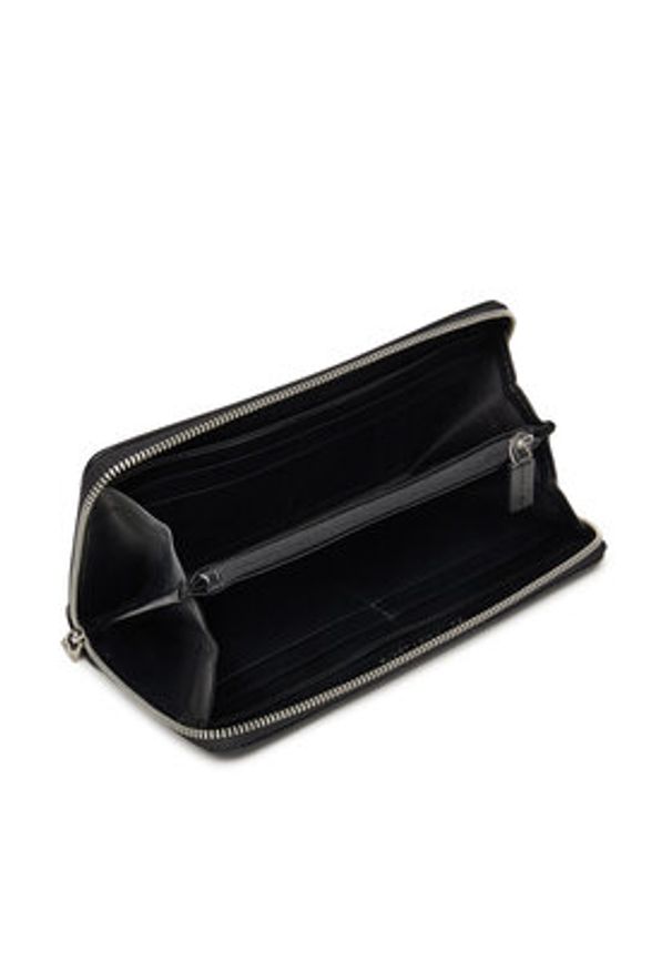 Calvin Klein Jeans Duży Portfel Damski Sculpted Zip Around LV04K1005G Czarny. Kolor: czarny. Materiał: skóra