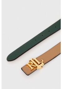 Lauren Ralph Lauren pasek skórzany dwustronny kolor zielony. Kolor: zielony. Materiał: skóra #2