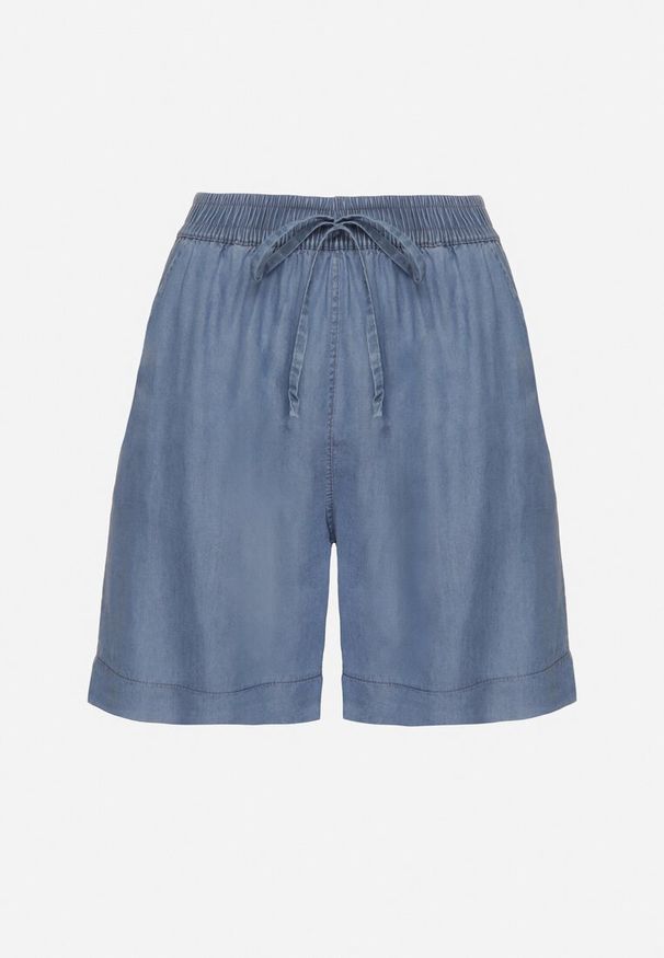 Born2be - Jasnoniebieskie Bawełniane Szorty Bermudy z Elastyczną Gumką w Talii i Kieszeniami Tilmio. Okazja: na co dzień. Kolor: niebieski. Materiał: bawełna. Styl: sportowy, elegancki, casual