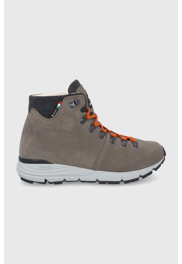 Zamberlan Buty zamszowe męskie kolor brązowy. Nosek buta: okrągły. Zapięcie: sznurówki. Kolor: brązowy. Materiał: zamsz. Technologia: Gore-Tex