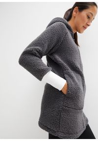 bonprix - Bluza rozpinana z polaru baranka. Kolor: szary. Materiał: polar. Długość: długie