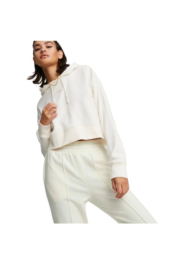 Bluza z kapturem damskie Puma Classics Cropped Hoodie. Typ kołnierza: kaptur. Kolor: biały. Materiał: bawełna, materiał. Sport: fitness