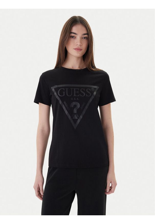 Guess T-Shirt V2YI07 K8HM0 Czarny Regular Fit. Kolor: czarny. Materiał: bawełna