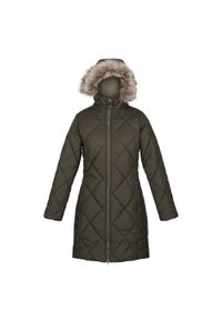Regatta - Damski płaszcz turystyczny zimowy pikowany Fritha II. Kolor: zielony. Sezon: zima. Sport: turystyka piesza