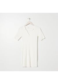 Sinsay - Sukienka mini z kołnierzykiem - Biały. Kolor: biały. Długość: mini #1