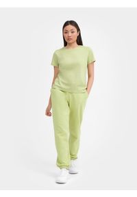 4f - T-shirt z bawełny organicznej damski. Kolor: zielony. Materiał: bawełna