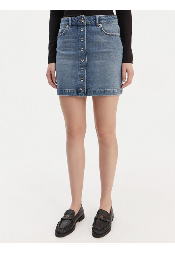 Hugo - HUGO Spódnica jeansowa Gilvie 50553182 Niebieski Regular Fit. Kolor: niebieski. Materiał: bawełna