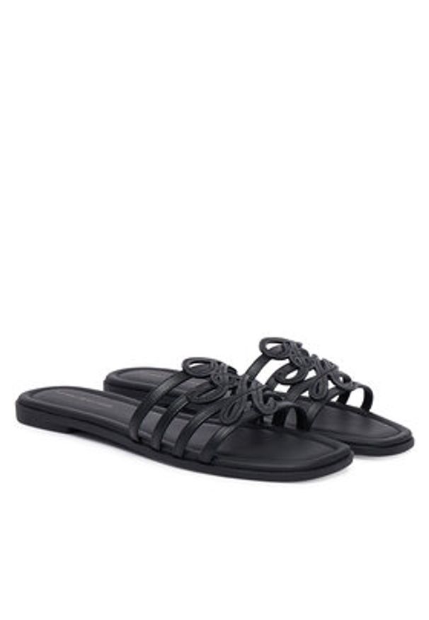 TOMMY HILFIGER - Tommy Hilfiger Klapki Th Script Flat Mule Lth FW0FW09368 Czarny. Kolor: czarny. Materiał: skóra