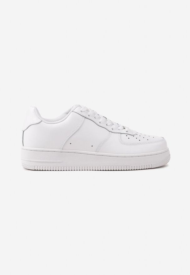 Born2be - Białe Buty Sportowe Sneakersy ze Skóry Naturalnej z Perforacją Solnelisse. Okazja: na co dzień. Kolor: biały. Materiał: skóra