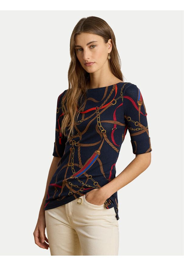 Lauren Ralph Lauren - LAUREN RALPH LAUREN Bluzka 200P03722001 Granatowy Slim Fit. Kolor: niebieski. Materiał: bawełna